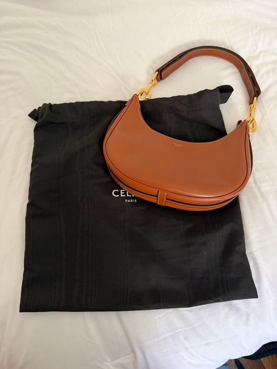 Celine Handbags - Celine Ava Brown Leather Crescent Shoulder Bag with Gold Hardware